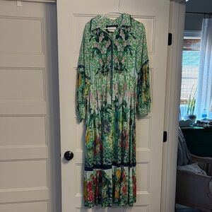 Floral Green Long Sleeve Maxi Dress